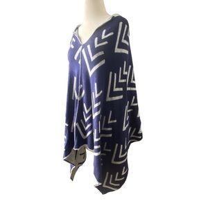 Duluth trading Co. OS Shawl Poncho Top Navy & Beige